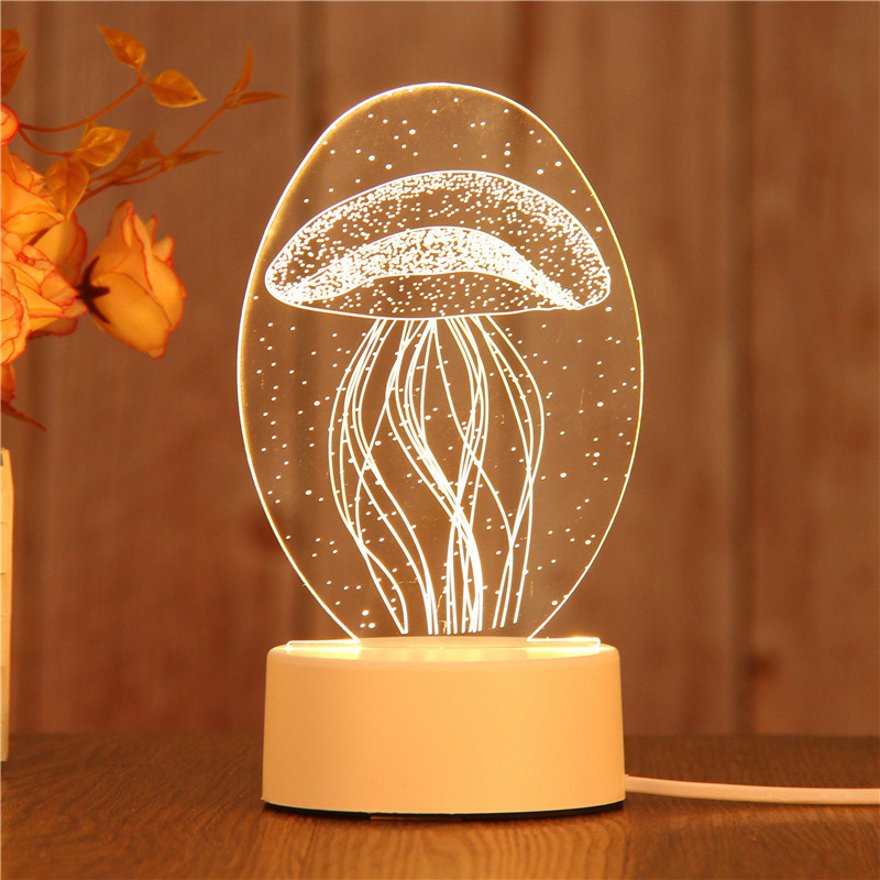3D Night Light Creative Cartoon Mini Desk Lamp Plug in USB Bedroom Bedlight Christmas Gift LED Warm Color Sleep Light