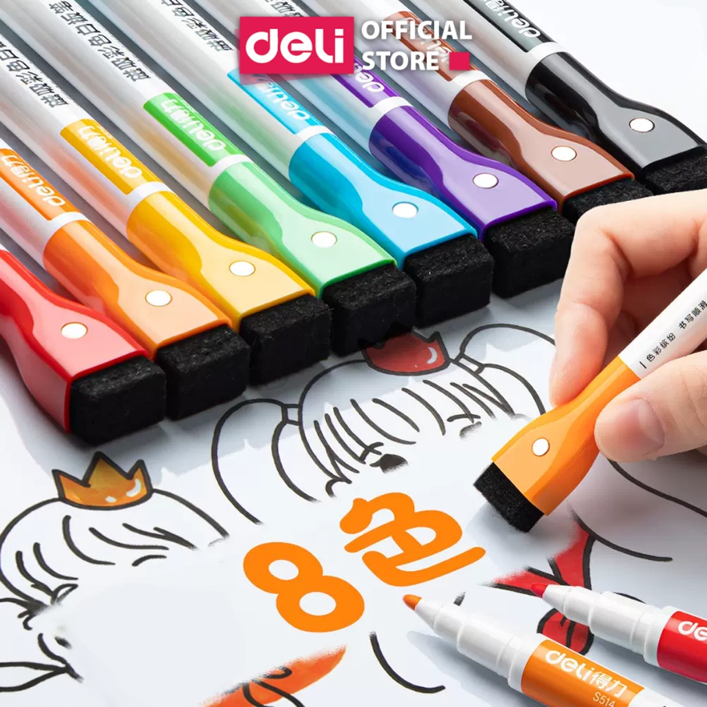 Bút Lông Deli Đa Năng: Có Thể Viết Trên Nhiều Loại Bề Mặt, Bộ Sưu Tập 8 Màu Sắc Rực Rỡ, Bút Dạ Cao Cấp Dành Cho Bảng Trắng Có Thể Xoá Sạch, An Toàn và Tiện Lợi - 1 Chiếc