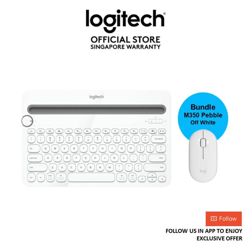 [Bundle] Logitech K480 Bluetooth Wireless Keyboard White+ Logitech M350 Pebble Wireless Bluetooth Mice Off White Singapore
