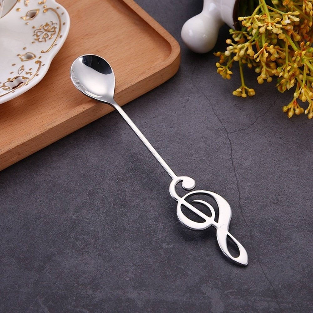 SHIKICK Muỗng kem Muỗng nốt nhạc Đồ dùng nhà bếp Quán nhạc Muỗng cà phê  Phụ kiện trà tráng miệng Muỗng khuấy cà phê Quà tặng - 4