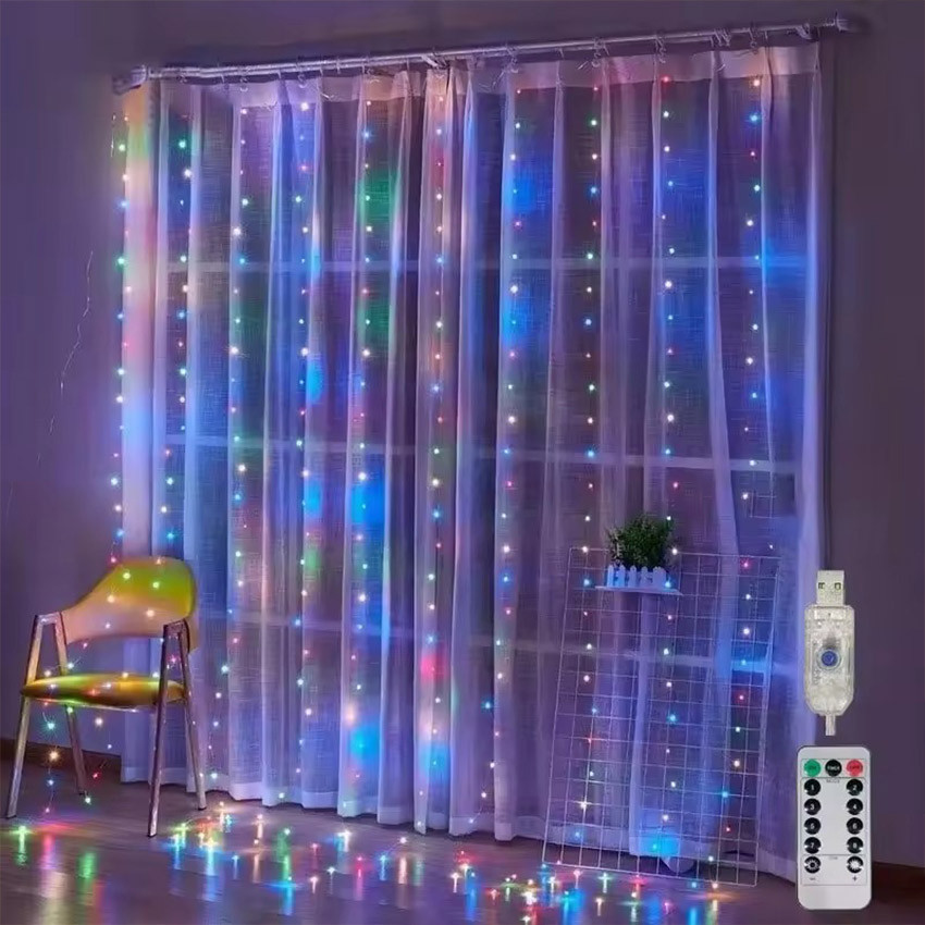 Lampu Natal Tirai Panjang 3 x 3 meter LED Tumblr Light Tirai Gorden 3x3 Waterfall Backdrop Pelaminan Lampu Dekorasi Cafe Lampu Dekorasi Pelaminan Pesta Led Fairy | LED Long Curtain Gorden Light