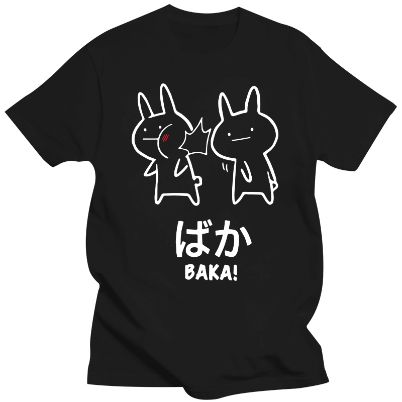 Baka Rabbit Slap T Shirt Japanese Anime Japan Tops Short Sleeve Cotton O-neck Tee Novelty Cute T-shirt EU Size