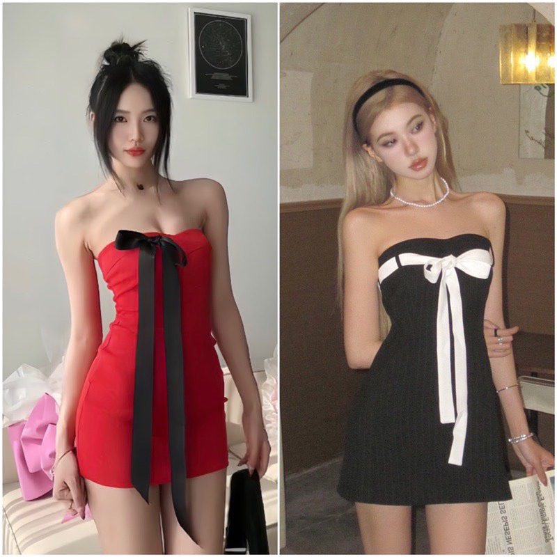 Đầm ôm body chanh sả tết đỏ xinh hebe