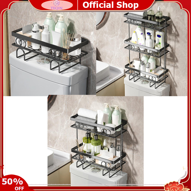 TEQIN Over The Toilet Storage Shelf, Large Capacity Over Toilet Bathroom Organizer, 1-Tier/2-Tier/3-Tier Punch-Free Home Storage Rack With No Drill Adhesive Hook ราคา 712 บาท*ส่งฟรี