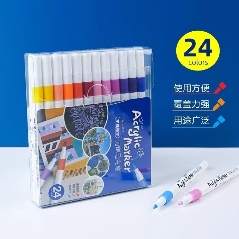 Hộp Bút 24/36/60 Màu Acrylic Marke Cao Cấp Chống Nước Màu Sắc Tươi Sáng - Bút Lông Màu Vẽ Trên Mọi Chất Liệu