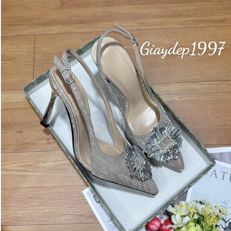 Giày cao gót nữ 9 phân kim sa phối đá cao cấp form chuẩn mã TBA03 - 2