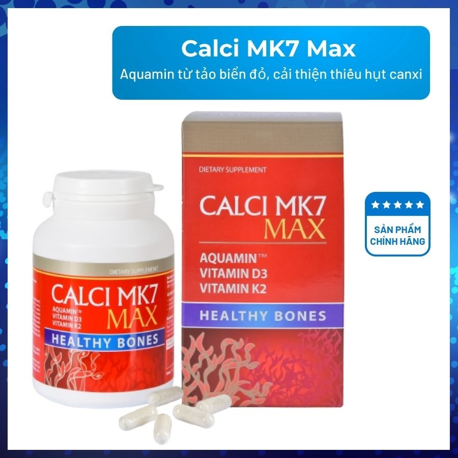 Canxi MK7 Max - Viên uống bổ sung canxi tảo đỏ tự nhiên, vitamin D3