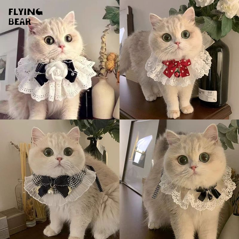 Bay gấu vật nuôi dễ thương kiểu cổ áo ren với Bowknot thanh lịch phong cách công chúa Yếm trẻ em