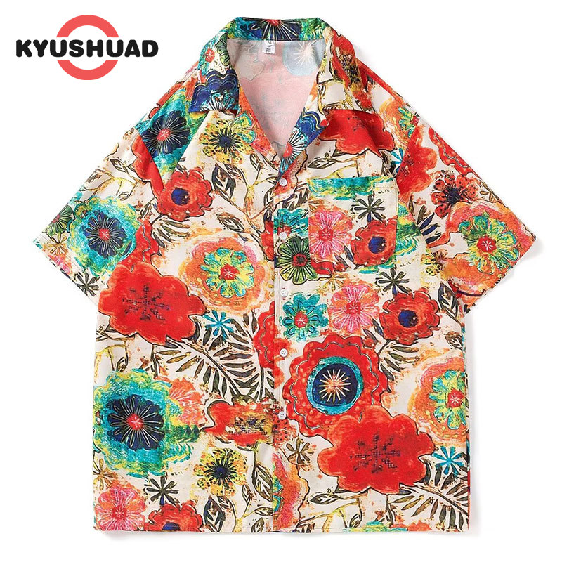 KYUSHUAD Men's casual shirts- Hawaiian shirts-printed beach vacation short sleeve tops- Songkran shirts ราคา 149 บาท*ส่งฟรี