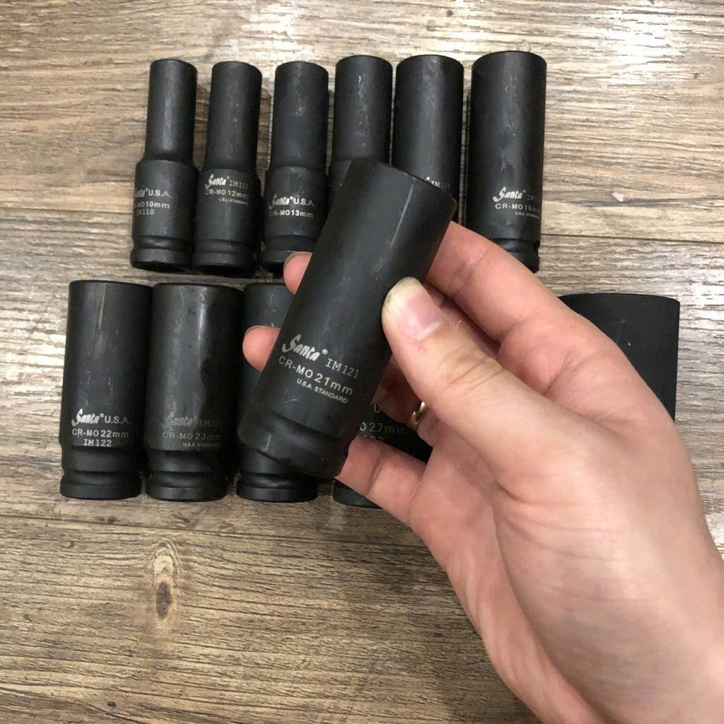 đầu tuýp dài 1/2 thép đen CR-MO 78mm Santa chính hãng đủ size (8-32mm)