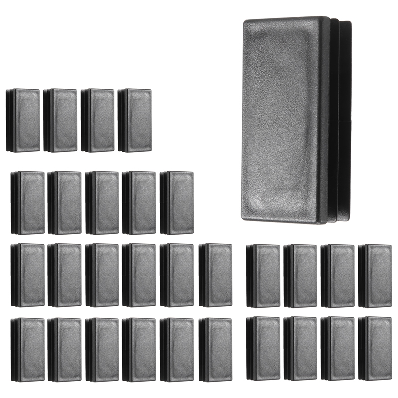 Plastic Blanking End Tube Caps Inserts 25x50mm 30pcs Black
