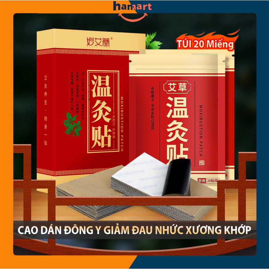 (Túi 20 miếng) Dán Giảm Đau Xương Khớp Đông Y Cao Dán Ngải Cứu Giảm Nhức Mỏi Vai Gáy Cột Sống Lưng (ng0cn4m.1102)