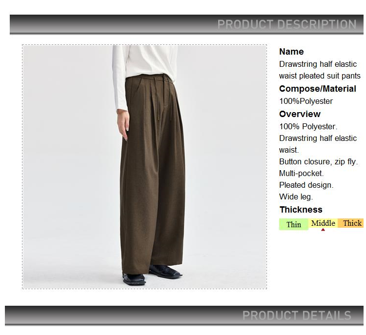 Giordano Women Drawstring half elastic waist pleated suit pants Free Shipping 18414222 · v2