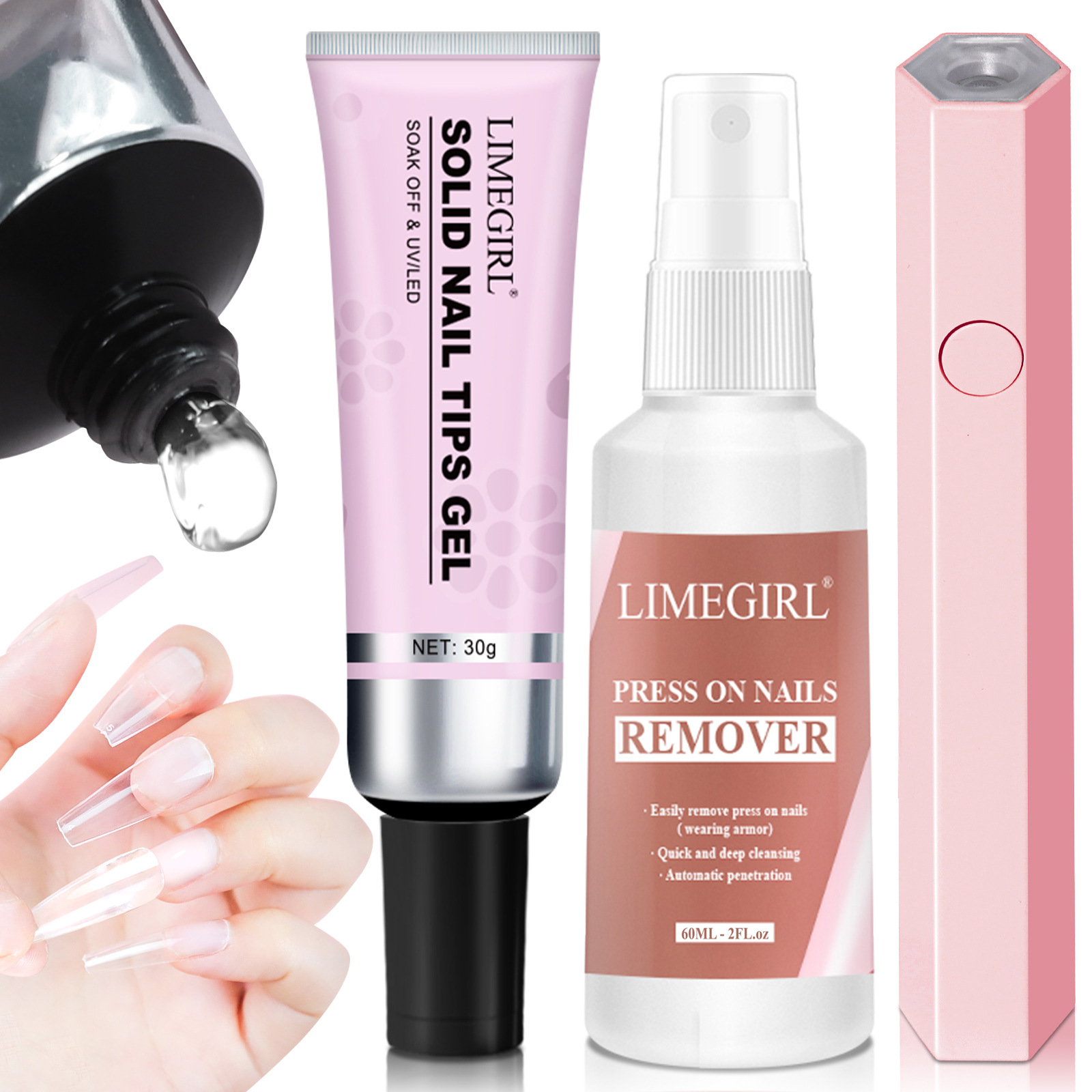 Bộ keo dán móng tay dạng rắn Magic Bộ dụng cụ làm móng nghệ thuật 3 trong 1 Gel keo dán móng dạng rắ