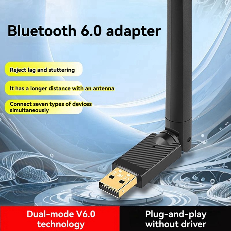 External USB Bluetooth 6.0 Adapter Desktop Bluetooth 6.0 Transmitter for BT Speaker Keyboard Mouse H