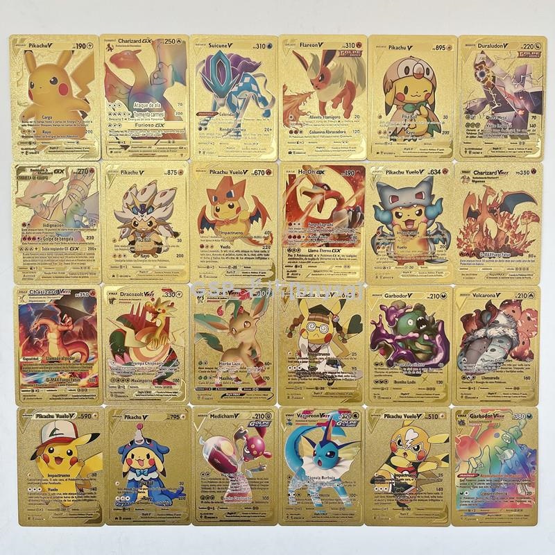 4Pcs Metal Pokemon Cards 2023 Vmax EX Game Lucario Arceus Gengar Charizard  Pikachu Mewtwo Pokémon Shiny Letters Iron Christmas - AliExpress