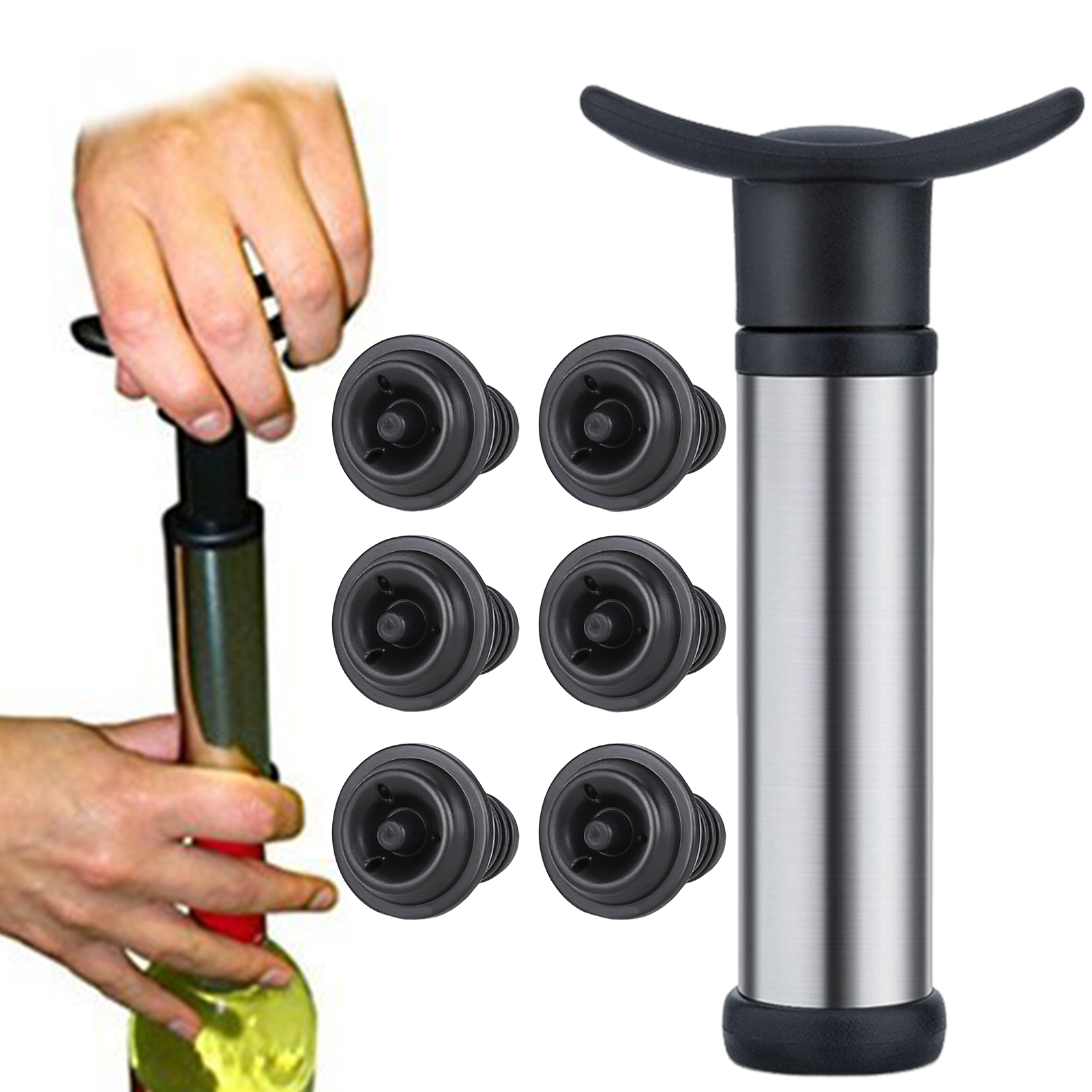 Thép không gỉ bơm chai rượu đèn hình bình rượu máy bọc chân không chân không thép không gỉ Dụng cụ h