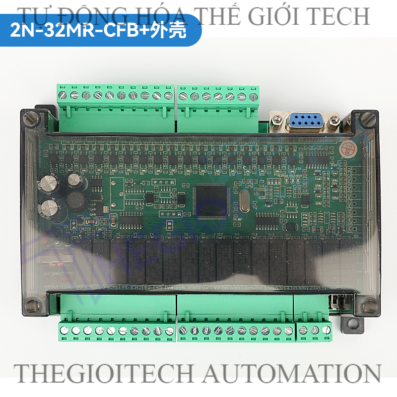 Board mạch PLC HK FX2N 32MR CFB- 16 Input/16 Output RELAY  RS232 Mạch trần & Có vỏ gắn ray  DC24V, GX Works2 Mitsubishi - 2n-32MR-CFB hộp