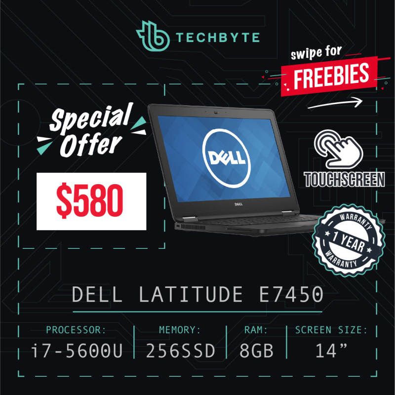 Dell Latitude E7450 - 14 inch Touchscreen - Core i7 5GEN - 8GB RAM - 256GB SSD