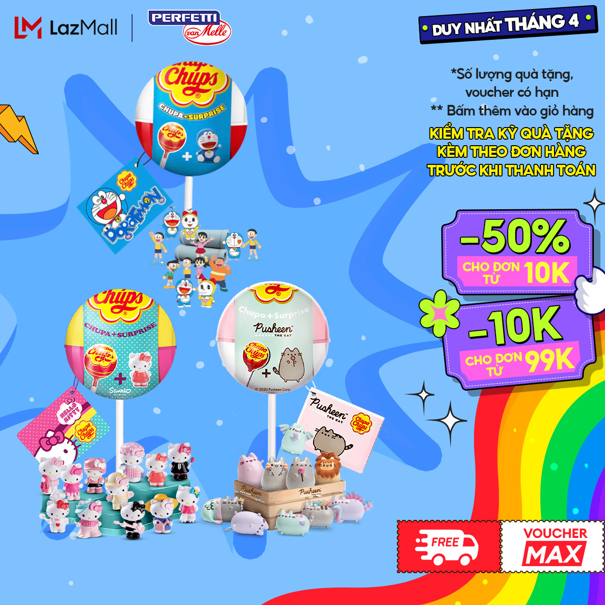 Que kẹo mút Hương dâu đầy bí ẩn Chupa Chups sưu tầm những chú mèo dễ thương Pusheen, Hello Kitty (1 que)