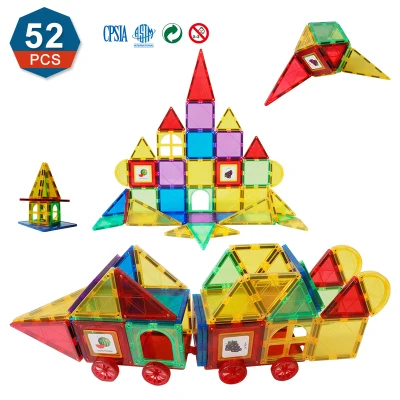 Magnetic Tiles Building Blocks for Kids Toy,Magnet Toys Set 3D Building Blocks for Toddler Boys and Girls 52 PCS IntelligenceToy