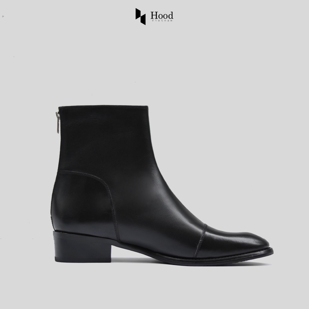 Giày Zip Boot khóa gót - Da bò cao cấp - Đế phíp gỗ - Tặng kèm lót tăng chiều cao+Bảo hành 12 tháng Hood HoodVN