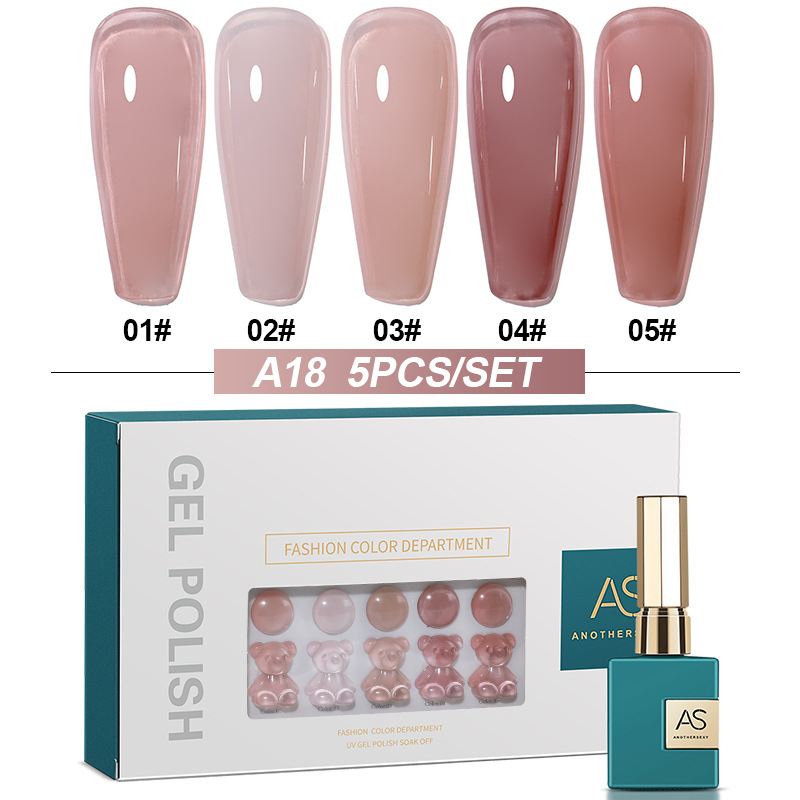 Sơn gel as 5 màu chai xanh lá sơn móng tay | nude thạch hồng tím a18