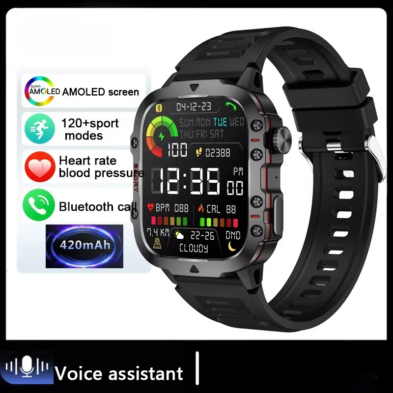 2025 New Outdoor Smart Watch Men 2.01" Screen 3AT Waterproof Watches Bluetooth Call Ai Voice Sport Smartwatch For Android And IOS