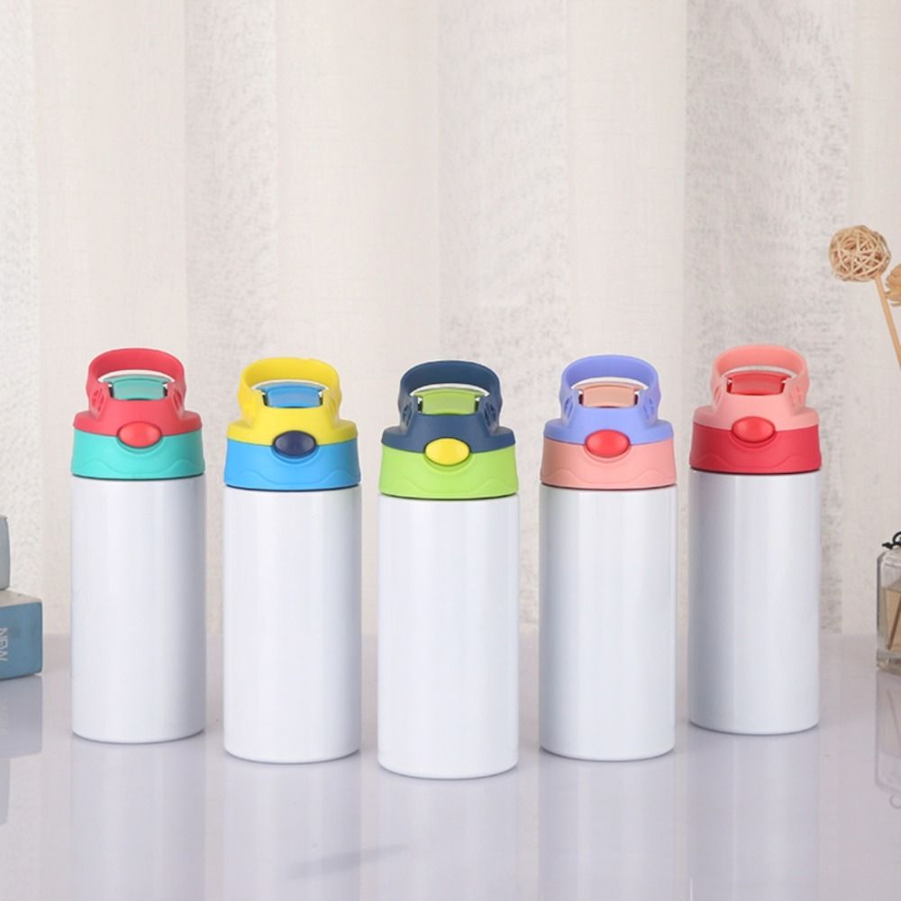 TU3Y Nắp lật Cốc sippy thẳng thăng hoa Tường đôi inox 12oz Bình uống nước Hợp thời trang Quà Tặng Bình sữa trẻ em