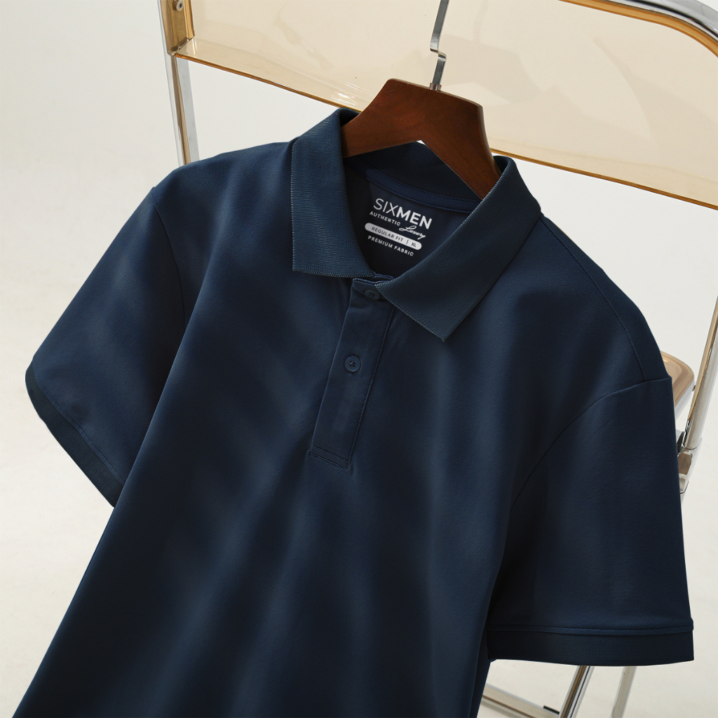  Áo thun Polo Cao Cấp Nam cổ bẻ SIXMEN - Xanh đen trơn - Thoáng mát sang trọng - Tặng Kèm Hộp Quà 