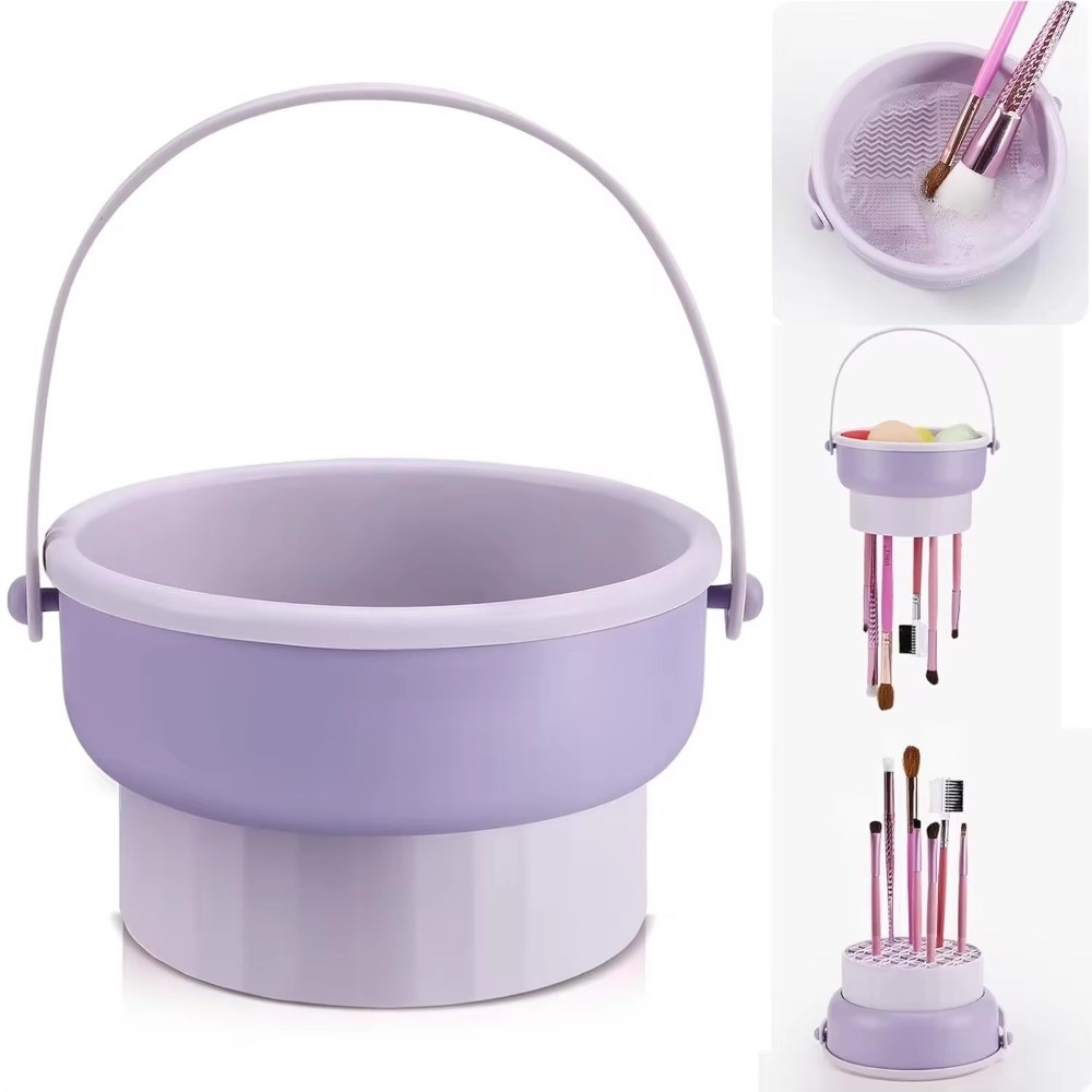 UNDERL Silicon Dụng cụ làm sạch cọ trang điểm Giặt khô 3 trong 1 Giá phơi đồ  Bảo trì bàn chải Bộ dụng cụ làm đẹp
