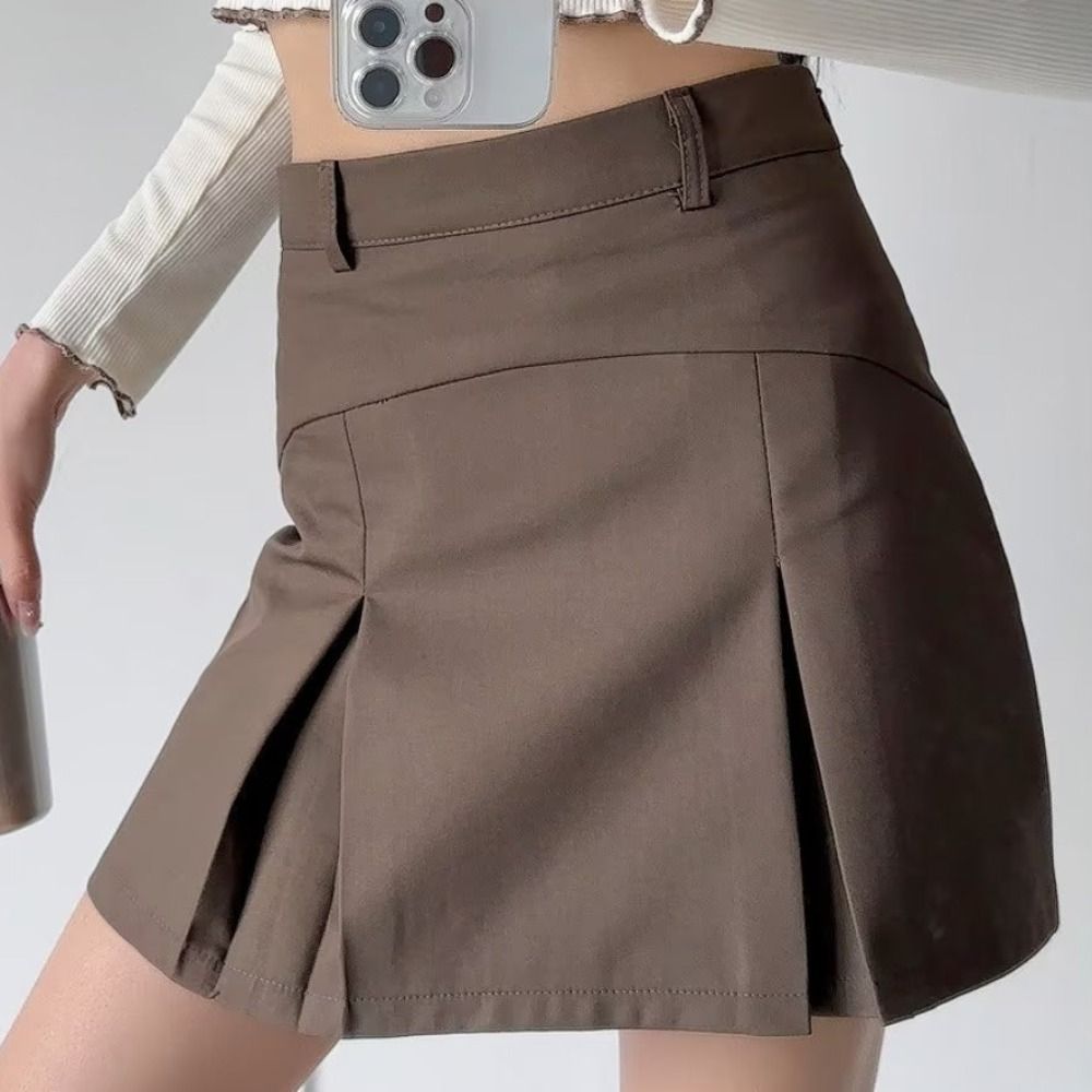 HEY MISS Thường ngày Váy Xếp Li gợi cảm Polyester Eo cao Chân váy Y2K Hàn Quốc Váy Ngắn Váy Mini gợi cảm Sinh viên