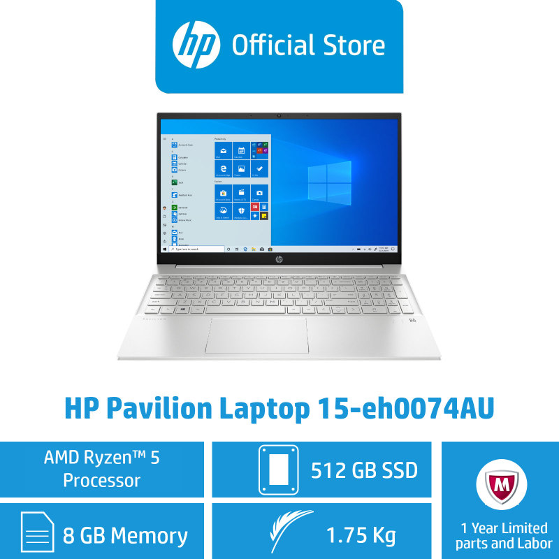 HP Pavilion Laptop 15-eh0074AU / AMD Ryzen™ 5 4500U / 8GB RAM / 512GB SSD / Win 10 / Light / FHD IPS Display / AMD Radeon™ Graphics