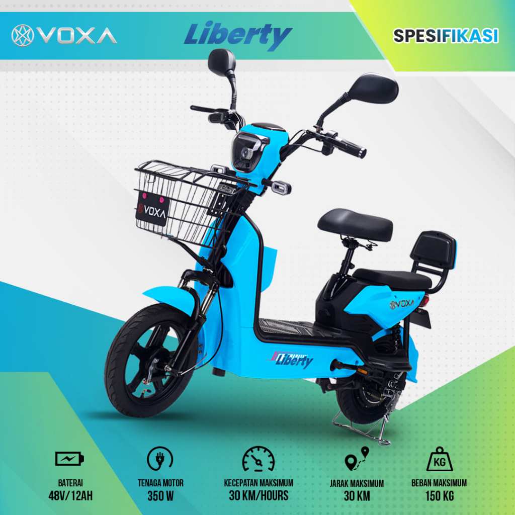 VOXA Sepeda Listrik Liberty Terbaru 350 watt sepeda motor 48V/12AH Murah Dewasa dan Anak Terbaik Rekomendasi Garansi Resmi
