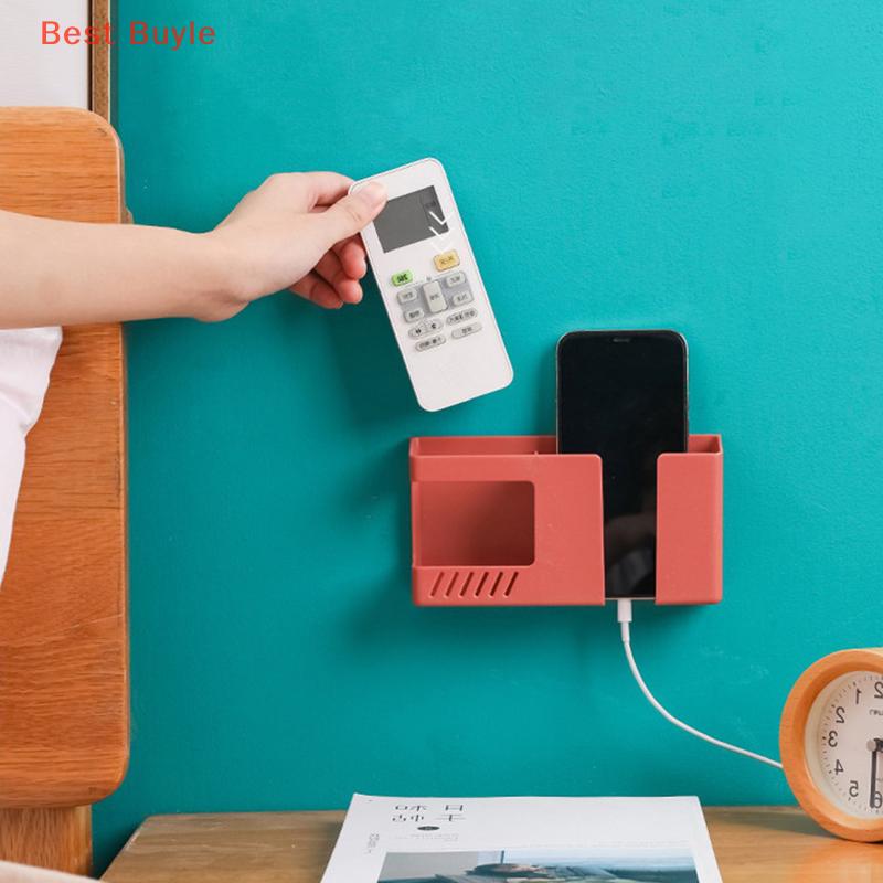 💖Best Buyle 2 trong 1 treo tường điện thoại di động điều khiển từ xa hộp lưu trữ đa chức năng Punch-Miễn phí lưu trữ giá tường mảnh vỡ lưu trữ chủ sở hữu