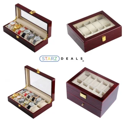 [Starzdeals] 5/6/10/12/20 Slot Rose Wood Watch Storage Box - Inner Beige / Watch Box / Watch Case / Watch Storage Box / Watch Boxes / Wooden Watch Box