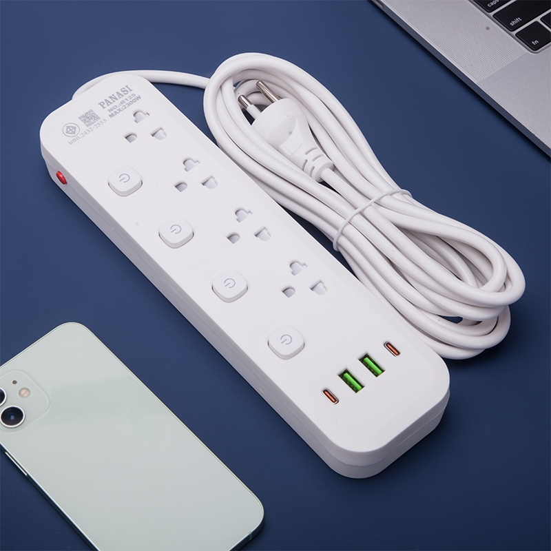 ปลั๊กไฟ 3ตา มอก เมตรเต็ม ปลั๊กไฟUSB ปลั๊กพ่วง มาตรฐาน มีช่อง USB-Tube-c ม อก.