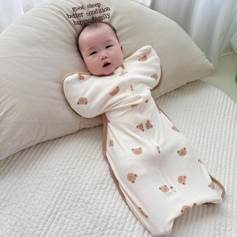 Nhộng chũn cho bé sơ sinh ngủ ngon Boona - Vải cotton Hàn Quốc cao cấp