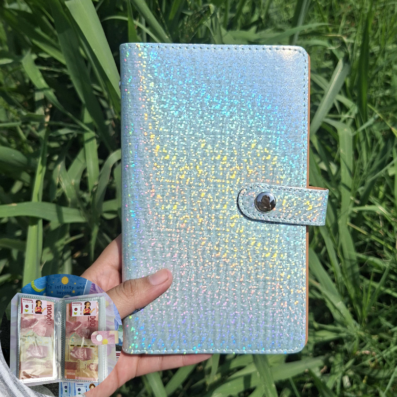(Album Saja) Album Menabung Kulit Shinny Uang Lurus 100 slot / Saving Album Uang Tanpa Dilipat