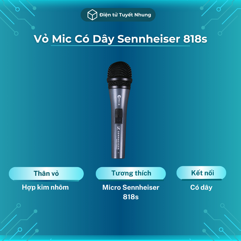 Vỏ Mic Sennheiser 818s Có Dây Chất Lượng Cao, Chất Liệu Hợp Kim - Vỏ Tay Micro Sennheiser Giá Tốt, Lỗi 1-1 Trong 7 Ngày