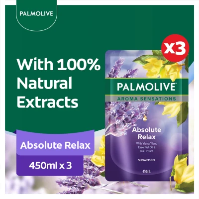 Palmolive Aroma Therapy Absolute Relax Shower Gel 450ml Refill [Bundle of 3] (1506328-3)