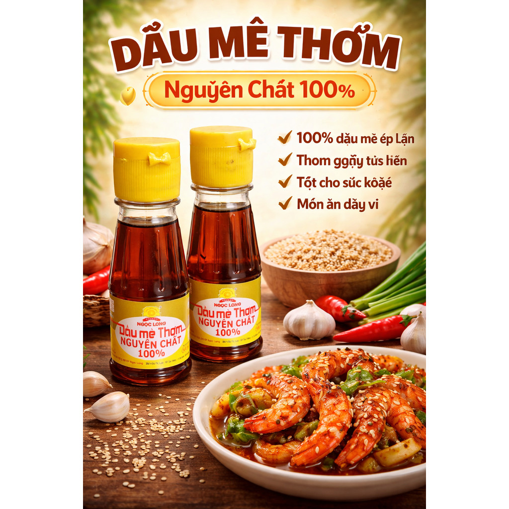 Dầu Mè Thơm Nguyên Chất 100% Ngọc Long – Chai 100ml