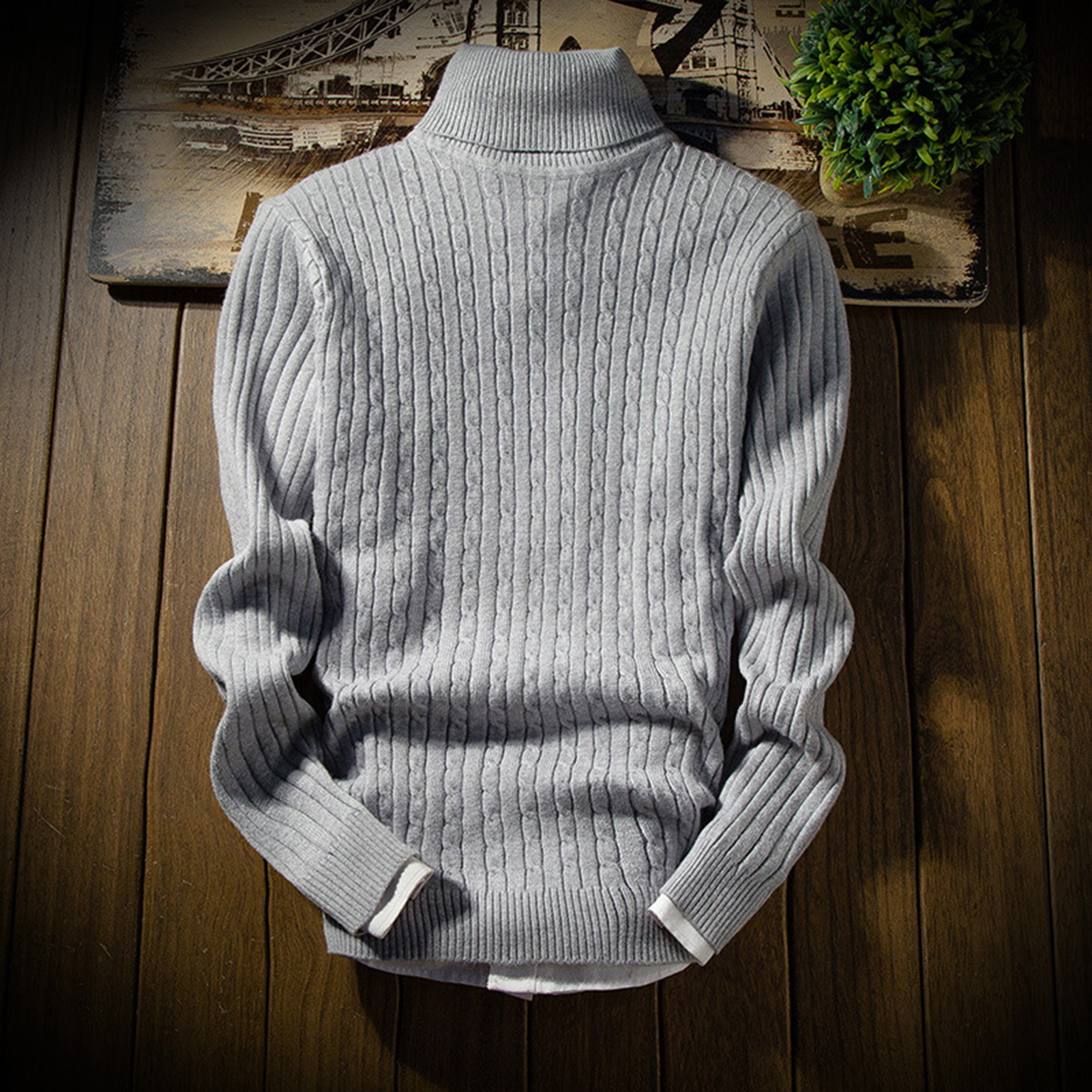 SR ® Herren-Langarmpullover, elastischer Pullover, gemütlicher Herren-Pullover mit hohem Kragen, weicher, warmer Strick für Herbst und Winter, kleiner als 617_voghion.com