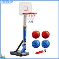 deveodo Toddler Poolside Basketball Hoop Pool Basketball Hoop Toy Adjustable Height Pool Basketball Hoop Set with 4 Balls Inflator Fun Indoor/outdoor Game Kit for Kids Perfect Gift for Boys and Girls