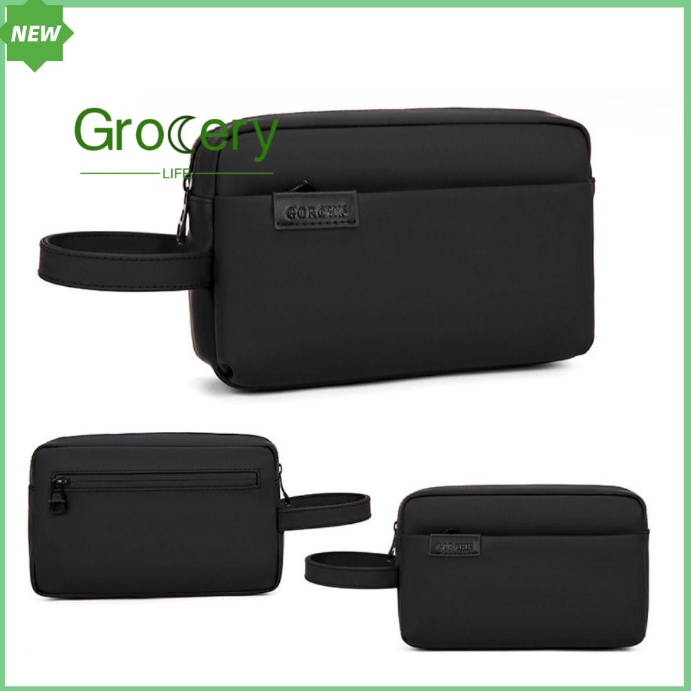 GROCERY LIFE có dây đeo Túi cầm tay bằng da Đóng cửa bằng khóa Nhiều lớp Ví cầm tay doanh nghiệp Phong cách retro Đa năng Túi xách nam Du lịch