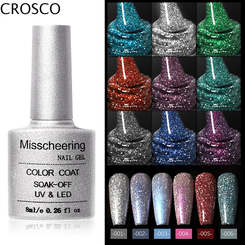 CROSCO Hỗn hợp Kim cương lấp lánh nghiền Sơn mài chói lọi Bán vĩnh viễn Gel UV LED Làm móng tay nghệ thuật Sơn móng tay Gel sơn móng tay Glitter Diamond Crushed Nail Polish
