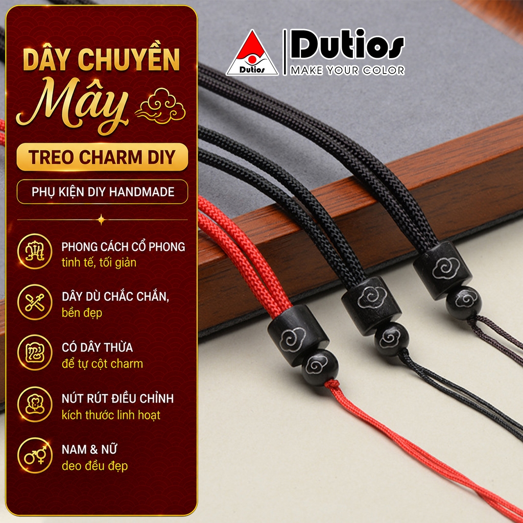 [Dutios] Dây Chuyền Mây Cổ Phong Handmade Treo Charm DIY Dây Dù Điều Chỉnh Size Unisex Cao Cấp DAC03