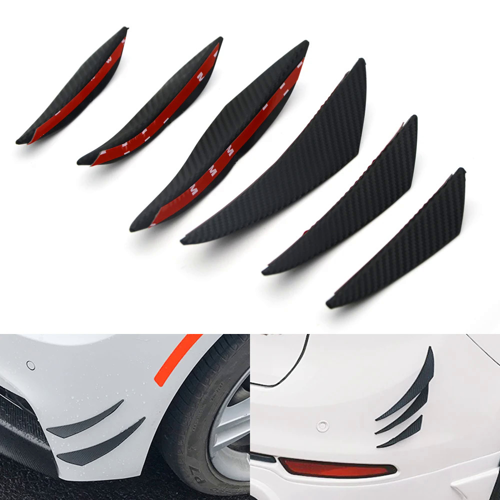 6 cáibộ sợi carbon phù hợp với cản trước môi Splitter vây cơ thể Spoiler canards hóa trị cằm