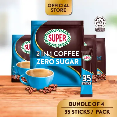 SUPER Zero Sugar Added Instant 2in1 Coffee, 35 sticks (Bundle of 4)