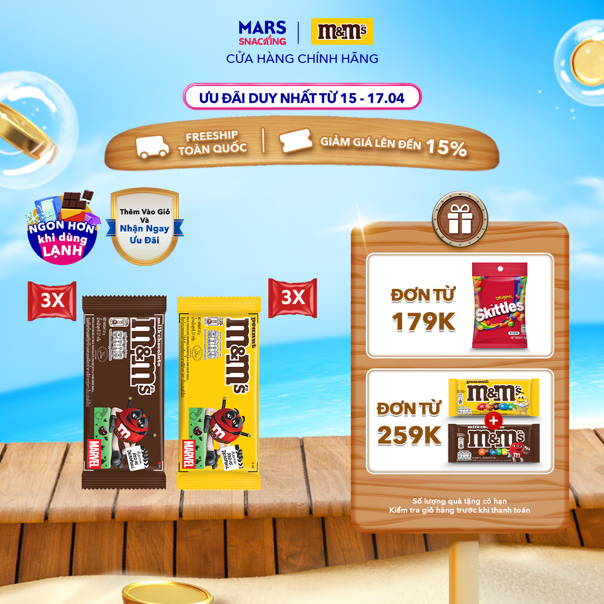 [PHIÊN BẢN MARVEL] Combo 6 Gói Kẹo Sôcôla Mix 2 vị MM's 37g (3 gói vị Sữa, 3 gói vị Đậu phộng)